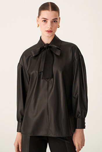 Perspective Ilsa Regular Fit Shirt Collar Standard Size Black Color Women's Shirt