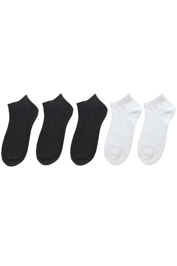 myprem socks Black-white Cotton Ankle Length Socks 5 Pack