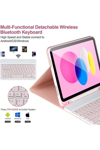 m.tk moveteck İpad 11.nesil A16 2025/10.nesil 10.9 Uyumlu Tablet Klavyeli Kılıf Kablosuz Bluetooth Kalem Bölmeli