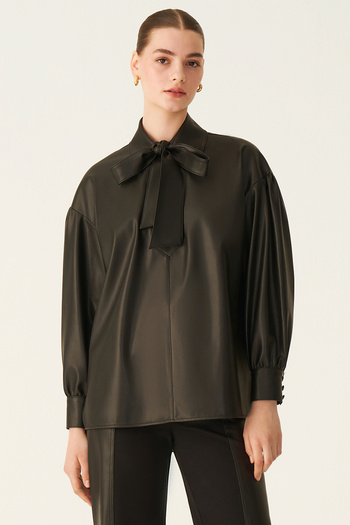Perspective Ilsa Regular Fit Shirt Collar Standard Size Black Color Women's Shirt