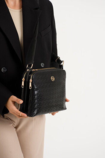 By Hakan SN 1329 RAVEN WOMEN'S SHOULDER BAG CROCO-BLACK