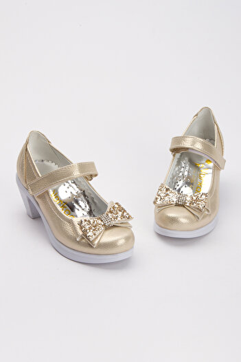 Sare Çocuk Giyim Gold Girl's Orthopedic Heeled Shoes