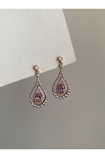 Owentis Steel Pink Crystal Drop Stone Palace Series Mahidevran Earrings - Non-darkening-