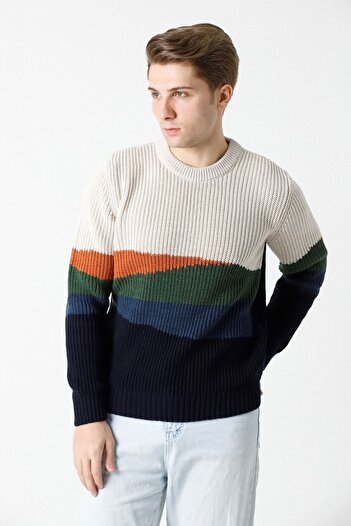 F&K Örme 84600 Landscape Patterned Knitwear Sweater