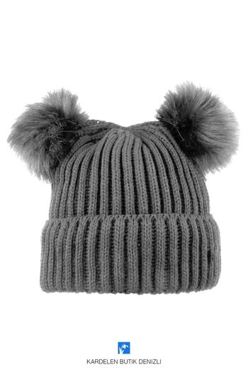 Kardelen Butik Denizli Quality Women's Beret with Double Pompom