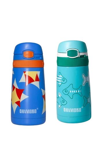 Shamobo 350 Ml Stainless Steel Children's Water Bottle with Straw Vagonlife (Set of 2)