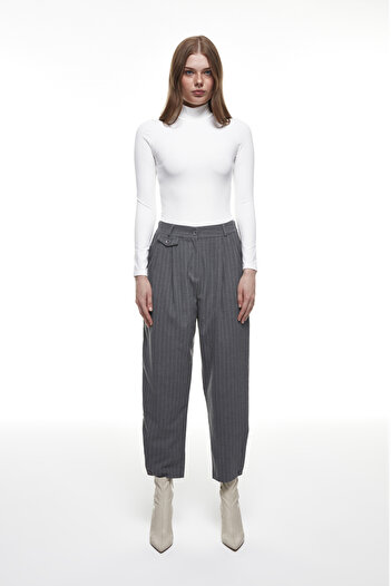 Quzu Balıkçı Yaka Bodysuit Beyaz