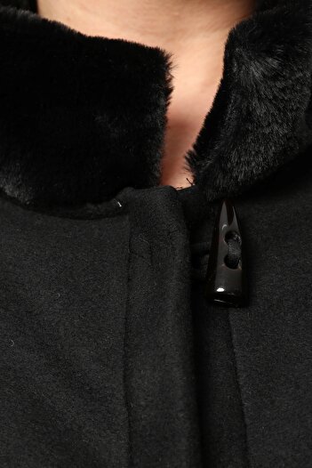 Curvy Trend Büyük Beden Kürk Yaka Polar Panço