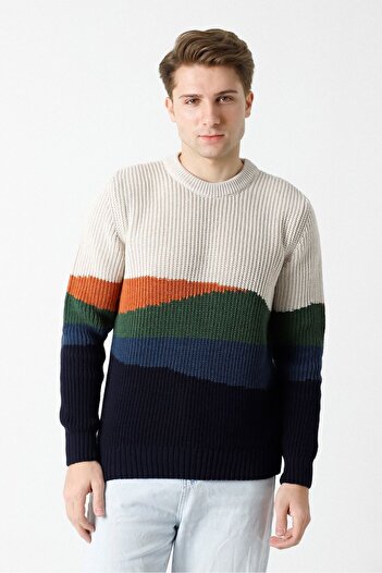 F&K Örme 84600 Landscape Patterned Knitwear Sweater