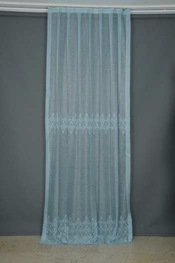 AKÇA TEKSTİL BELLY BLUE COLOR SINGLE WING Ready planted Pleated Background Curtain 75*260 cm