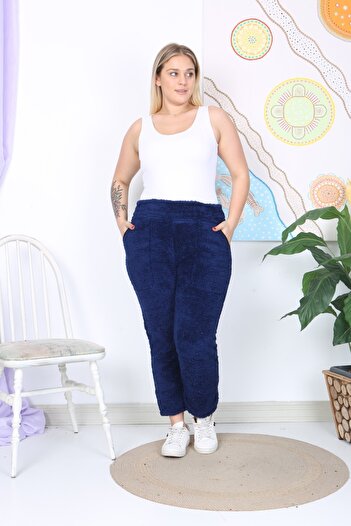 xlargebutik PLUS SIZE CLOTHING PLUSH FLEECE WARM FULL FLEXIBLE HIGH WAIST PANTS