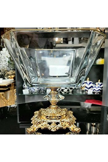 Santara AVANGARDE GOLD CASTED FOOT THICK GLASS PRODUCT BOWL & PRESENTATION