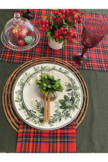 Viemso Plaid Runner Red Green 45x200