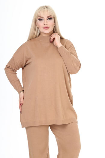 MJORA Cream Knitwear Top and Bottom Plus Size Set