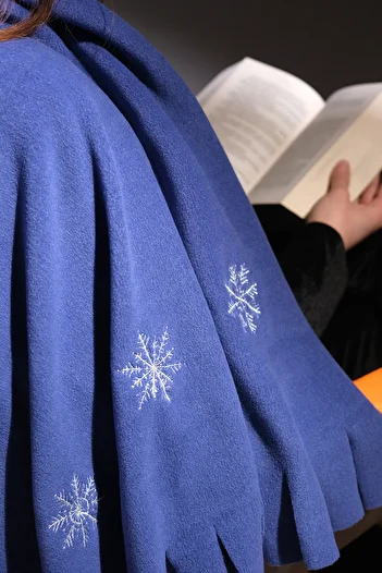 MEYN COLLECTİON SNOWFLAKE CHRISTMAS GIFT MULTI-PURPOSE FLEECE SHAL
