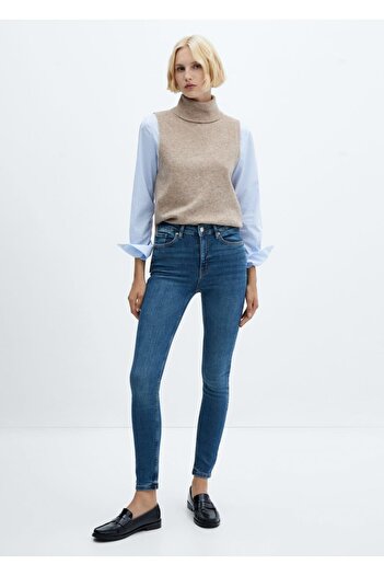 MANGO Woman Blugi skinny cu talie înaltă