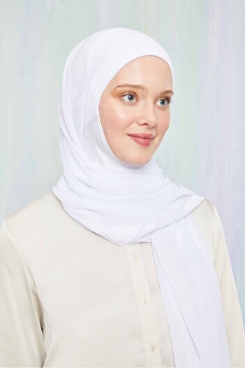 Melodi Scarf Γυναικείο Hijab Hijab Bonnet Chiffon Shawl White
