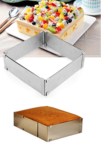 Bayev Practical Adjustable Luxury Square Adjustable Cake Pastry Mold Stainless Steel