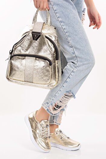 Gondol Ald.1250 Gold Γυναικείο Casual Backpack - Stone Detailed