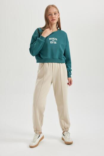 DeFacto Coool Oversize Wide Fit Crew Neck Potištěná tlustá mikina B2939ax23wn