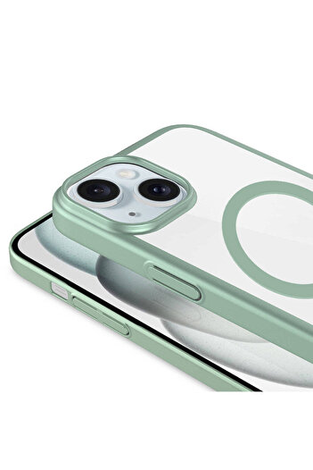 Rivor Apple iPhone 15 Plus Uyumlu Kılıf Kamera Çıkıntılı Wireless Şarj Özellikli Sert PC Mat Magsafe Kapak