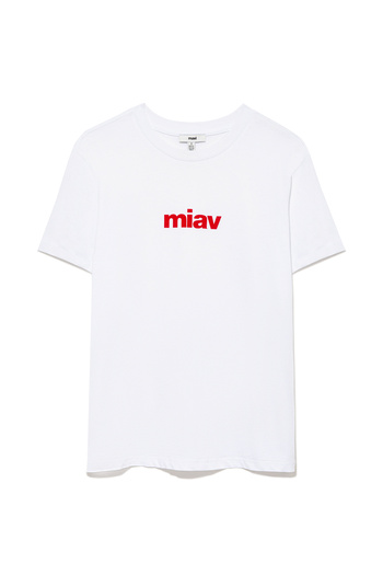 Mavi Κόκκινο Miav εμπριμέ λευκό T-shirt κανονική εφαρμογή / κανονική κοπή 1610622-86417