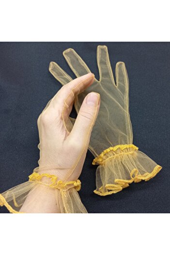 es moda shop Bella evening dress bridal gloves short mustard