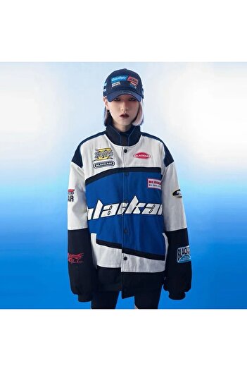 Köstebek Streetwear Motosports Μπλε ναυτικό μπουφάν με λεπτομέρειες Oversize