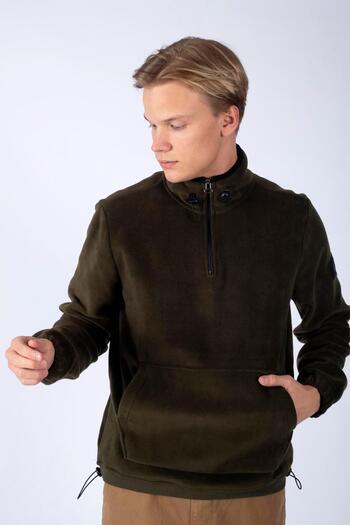 Lee Cooper Ανδρικό φούτερ με γιακά από φλις Felix Khaki