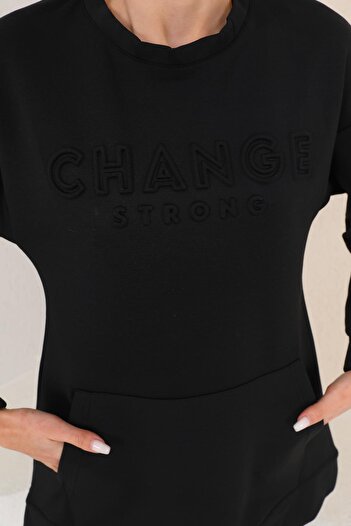 WestBound Women's BLACK Color Crew Neck Sweat Wide Leg Trousers Hijab Sports Suit