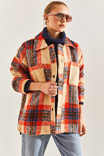 Bianco Lucci Women's Plaid Patterned Jacket