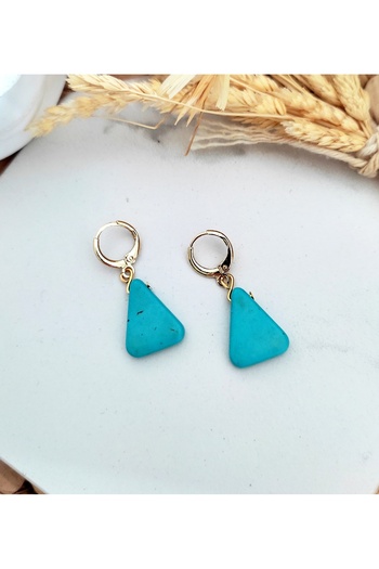 HALHALMILL Turquoise Triangle Dangle Hoop Earrings