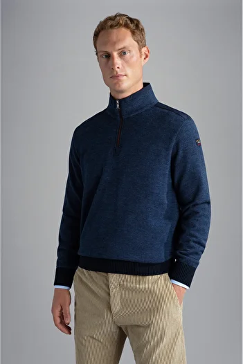 PAUL&SHARK MEN'S ZIPPED PULLOVER C.WWOOL