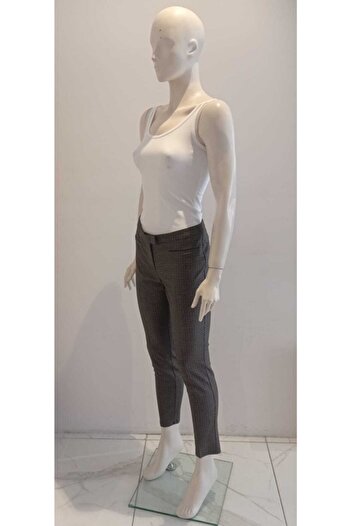 AYHAN Small Checked Patterned Fabric Trousers