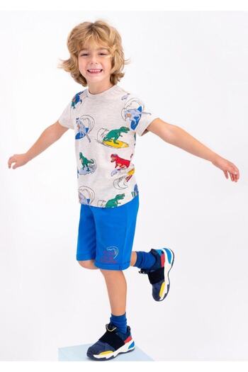 ROLY POLY Boy's Dinosaur Patterned Mint Green Shorts Set
