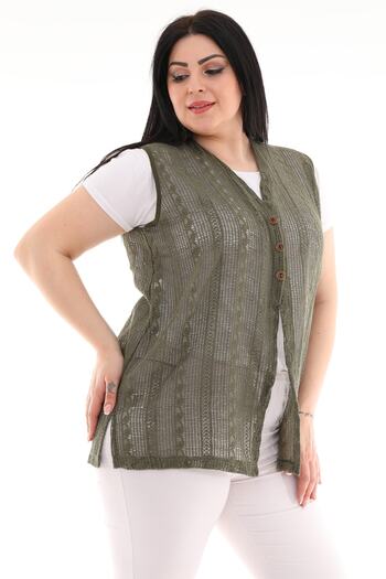 Şahbaz Plus Size Buttoned Lace Vest
