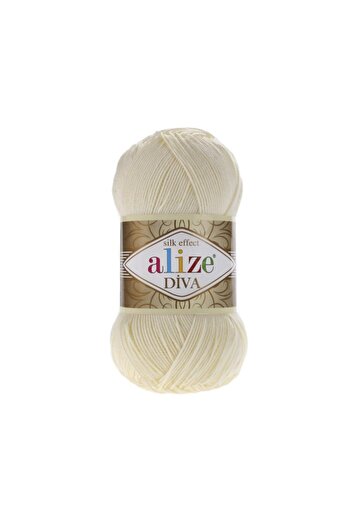 Alize Νήματα πλεξίματος χεριών Diva Mercerized 100GR - Σκούρο Κρεμ Χρώμα 01