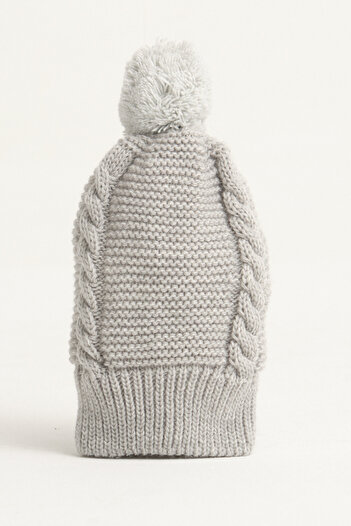 Little Jom Pompom Knitwear Baby Hat, Knitwear Baby Beanie, Single Pompom, Cotton (0-18 Months)