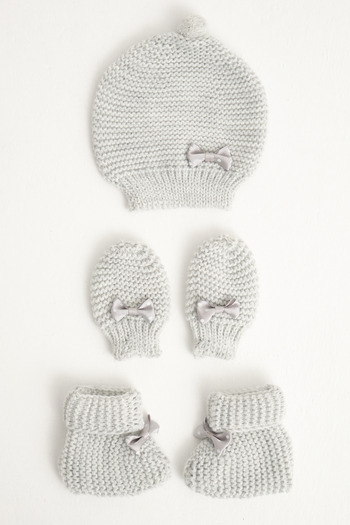 Little Jom Baby Hat Baby Gloves Baby Booties, Set of 3, Knitwear Baby Hat, Gloves, Booties, Cotton (0-18 MONTHS)