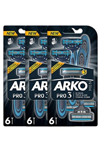 ARKO Men's T3 18 Pieces 3 Blade Razor