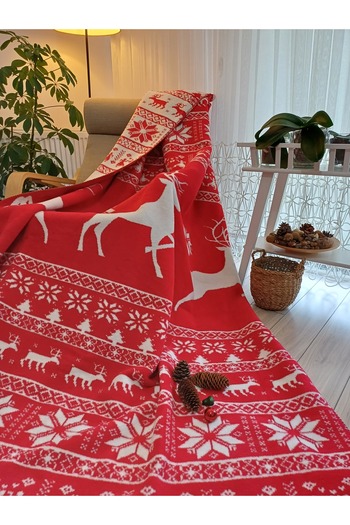 stay with love New Year's Blanket Red-White Cotton Blanket Valentines Day Gift