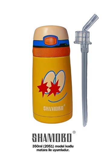 Shamobo (YEDEK PİPETLİ) Sarı 350 ml Paslanmaz Çelik Pipetli Çocuk Matara Vagonlife