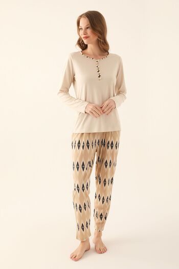 Pierre Cardin PİERRE CARDİN NEW SEASON LONG SLEEVE WOMEN'S PAJAMA SET WIDE SIZE OPTIONS V3