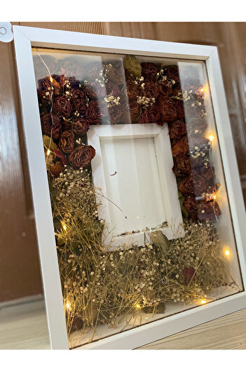 Verda Çerçeve 30x40 Cm Ledli Beyaz Fotoğraf Bölümlü Tasarım Gül Kutusu Anı Çerçevesi! Isimsiz