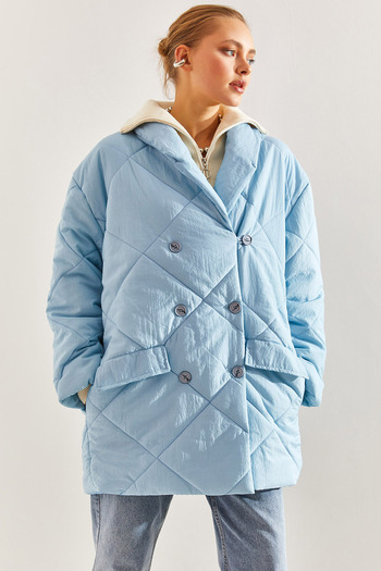 Bianco Lucci Dámský oversize puffer kabát na knoflíky