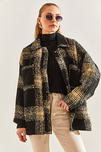 Bianco Lucci Women's Plaid Patterned Jacket
