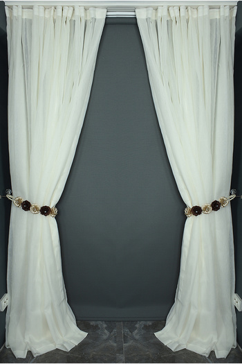 AKÇA TEKSTİL BRS MODEL CREAM COLOR SINGLE WING Ready planted Pleated Background Curtain 300*260 cm