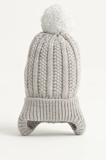 Little Jom Pompom Knitwear Baby Hat, Knitwear Baby Beanie, Single Pompom (0-18 Months)