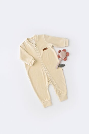 BabyCosy Organic Velvet Zippered Jumpsuit