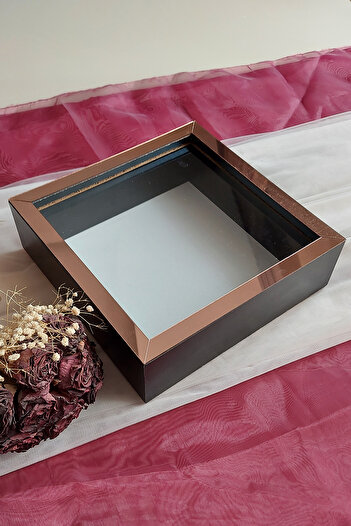 Verda Çerçeve 25x25 cm Black Deep Memory Frame - 6 cm Depth Memory Frame Rose Box!Hkm Commerce